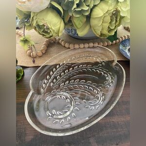 Intricate Vintage Clear Glass Platter